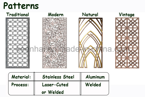 Laser Cut Decorative Stainless Steel Room Divider Screen