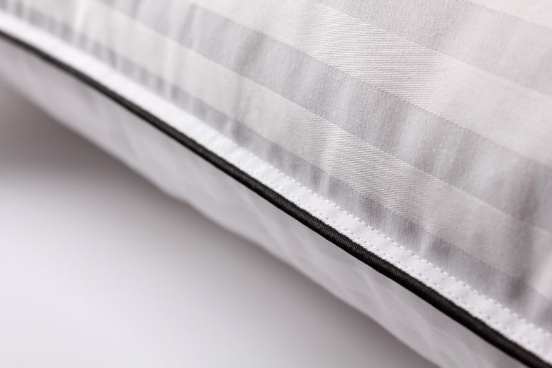 Stripe Cover Black Piping White Goose Down Pillow