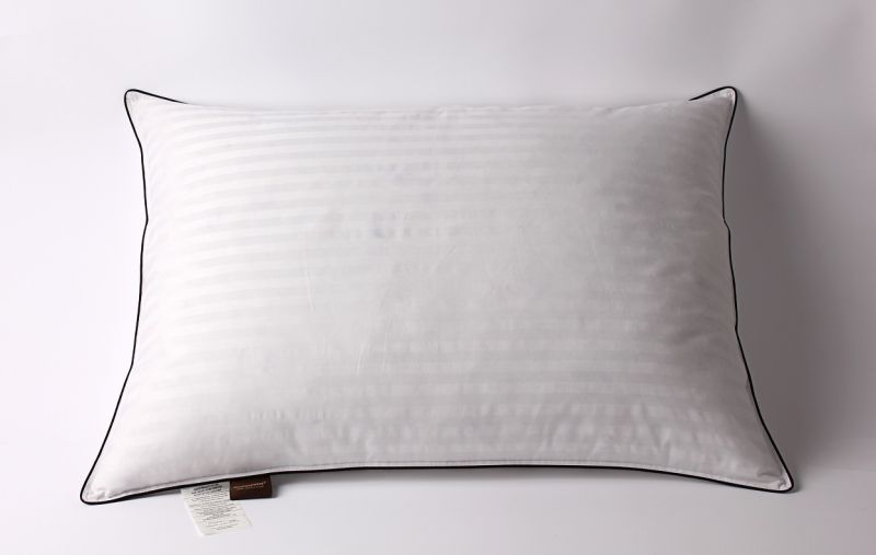 Stripe Cover Black Piping White Goose Down Pillow